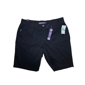 Gloria Vanderbilt Black Bermuda Chino Shorts Mid Rise Comfort Waist 12 NWT